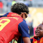 Spain’s 2026 FIFA World Cup winning players celebrating with their families after lifting the trophy.
