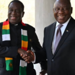 Cyril Ramaphosa and Emmerson Mnangagwa at the South Africa-Zimbabwe Bi-National Commission in Pretoria