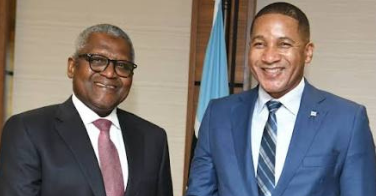 Botswana President Duma Boko meeting Dangote Group founder Aliko Dangote in Gaborone