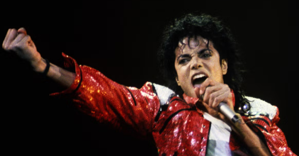 Michael Jackson’s iconic red and black Thriller jacket and rhinestone studded glove featured in a historic memorabilia auction.